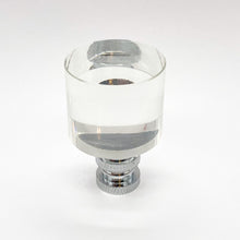 Load image into Gallery viewer, finial, finials, lampshade finial, lamp finial, crystal finial, cut crystal finial, cylinder finial, cylindrical finial, cut glass, cut glass finial, nickel base, table lamp topper, table lamp finial, clear, clear glass, clear crystal