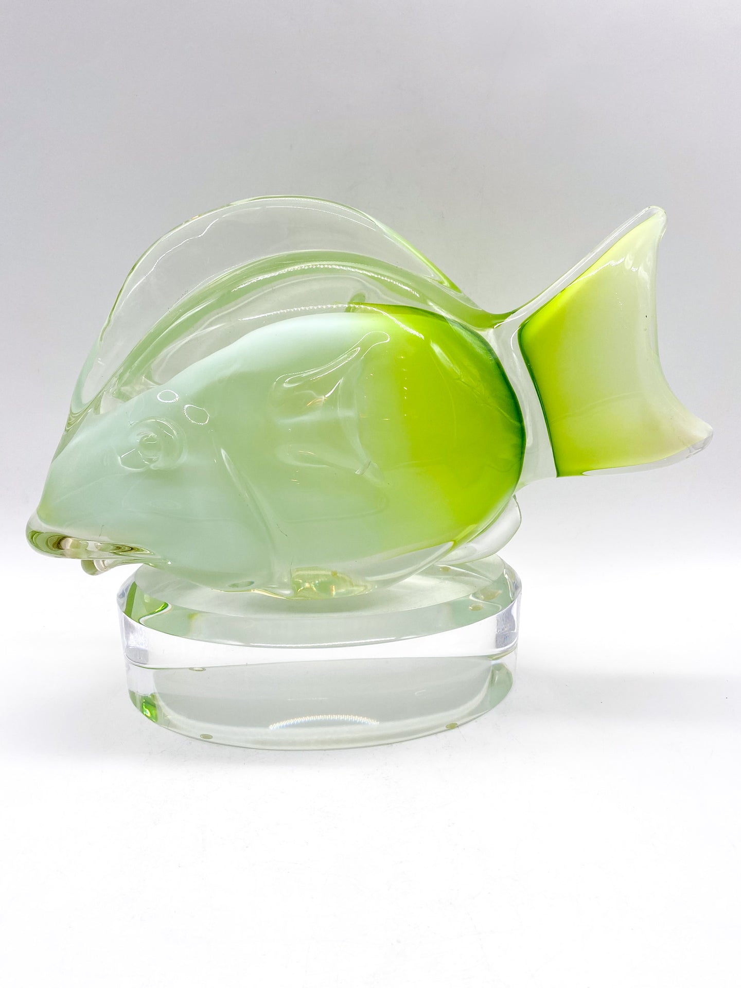 Oversized Effervescent Green Fish Art Glass Sculpture