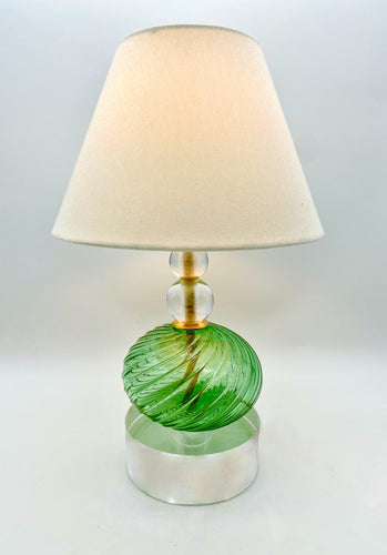 Green Murano Glass Lamp w/ Gold Inclusions, ~16.5
