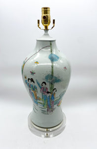 Asian Garden Scene Fish Tail Table Lamp