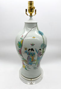 Asian Garden Scene Fish Tail Table Lamp