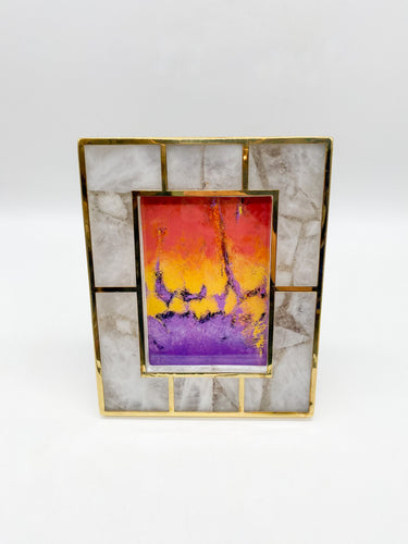 White Quartz and Brass Photo Frame, 5x7