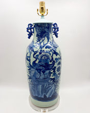 Load image into Gallery viewer, Antique Celadon &amp; Blue Vase Lamp, 22-3/4&quot; to socket