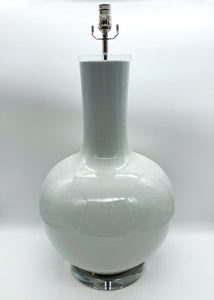 Large Busan White Globular Vase Lamp, 38"