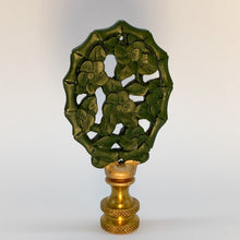 Load image into Gallery viewer, Green Carved Oval Cinnabar Finial, 3" height