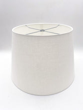 Load image into Gallery viewer, lampshade, lampshades, linen, linen lampshade, white linen lampshade, bone linen lampshade, tapered drum shade, drum shade, lampshades Dallas, lamp shades Dallas, Dallas lamp store, Dallas lamp shop