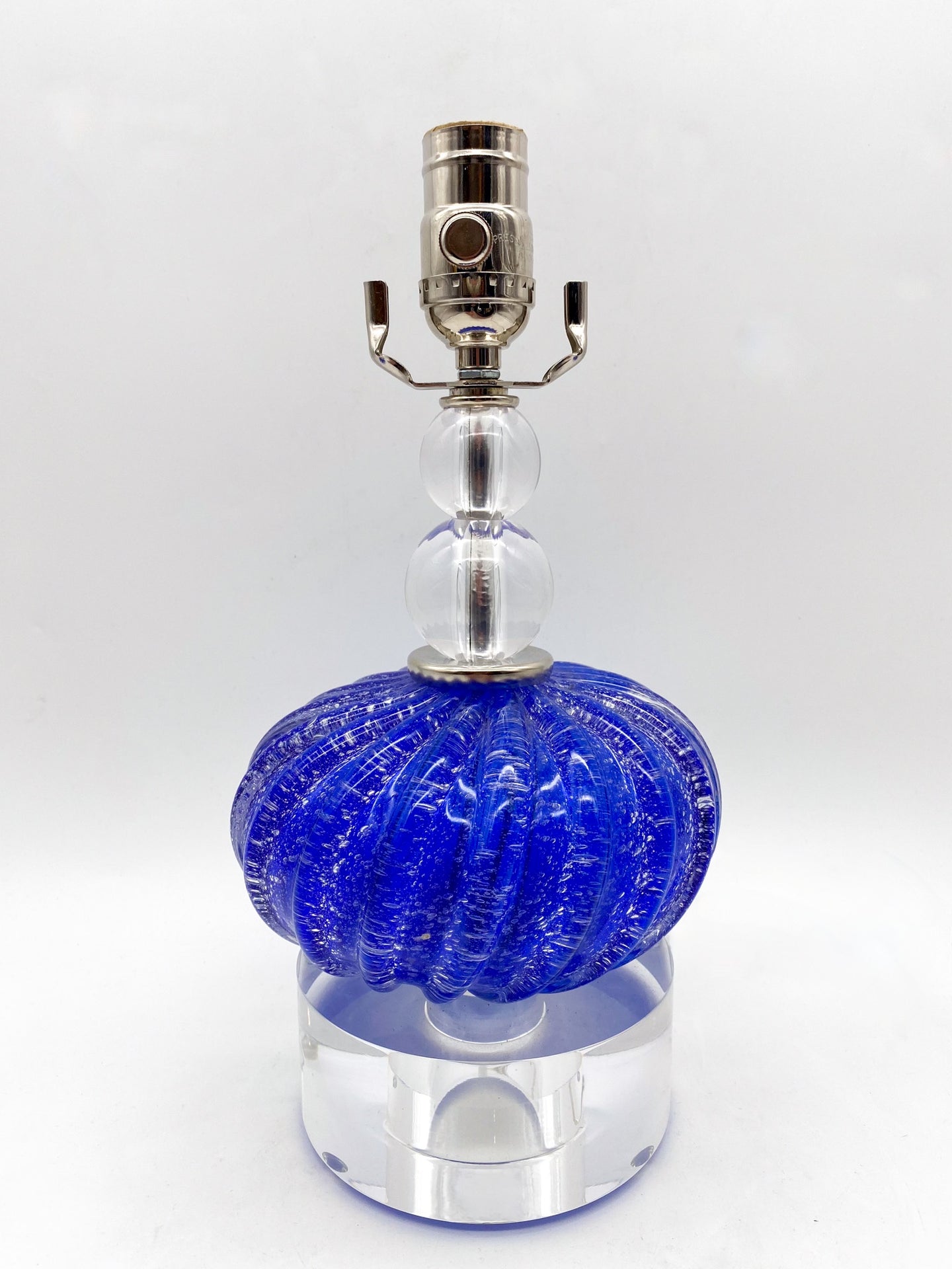 Vintage Blue Murano Glass Lamp 18.5