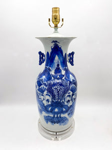 Vintage lamp, porcelain lamp, dallas lamp store, dallas lamp repair, anitque lamp, dallas home furnishing store, dallas interior design store, interior design dallas, lampshades dallas, lighting dallas, lighting store dallas, blue and white lamp, chinese antique lamp 