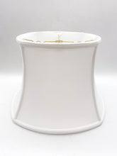 Load image into Gallery viewer, rounded square bell lampshade, silk lampshade, synthetic silk lampshade, white lampshade, bone white, bell shade, square shade