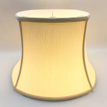 Load image into Gallery viewer, rounded square bell lampshade, silk lampshade, synthetic silk lampshade, off-white lampshade, antique white, eggshell, ivory, , bell shade, square shade, square lampshade 
