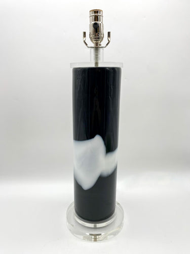 Glass Cylinder Black/White Table Lamp, ~27