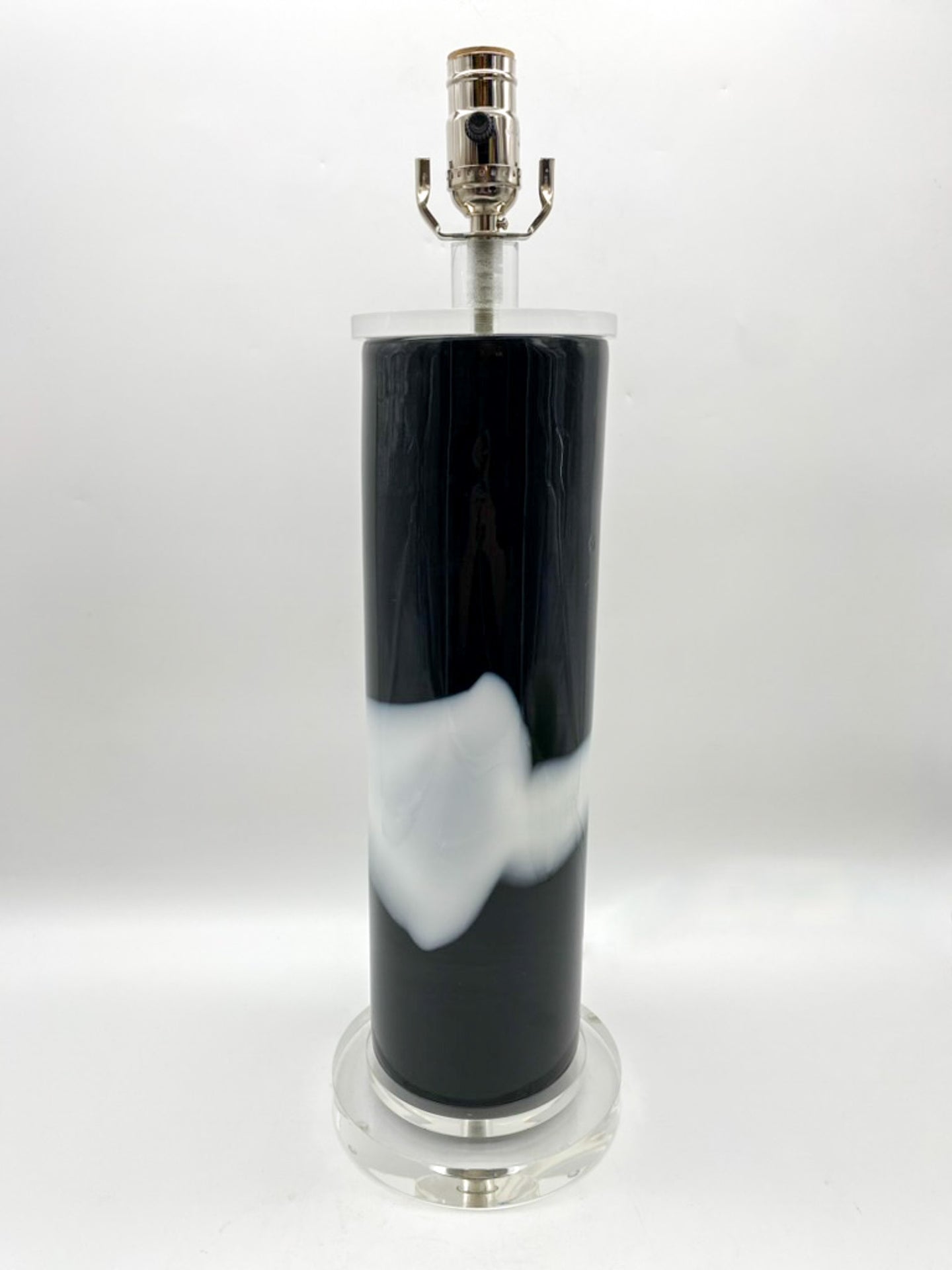 Glass Cylinder Black/White Table Lamp, ~27