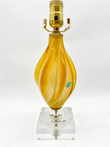24K Gold Murano Tear Drop Lamp, 19.5" height