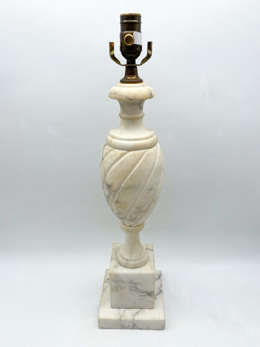 Vintage Alabaster Column Lamp 21in. tall (to harp saddle)