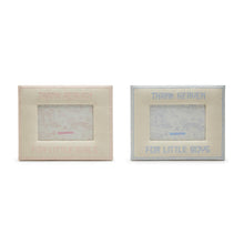 Load image into Gallery viewer, Two framed baby blankets with 'Thank Heaven for Little Girls' and 'Thank Heaven for Little Boys' text on a white background.