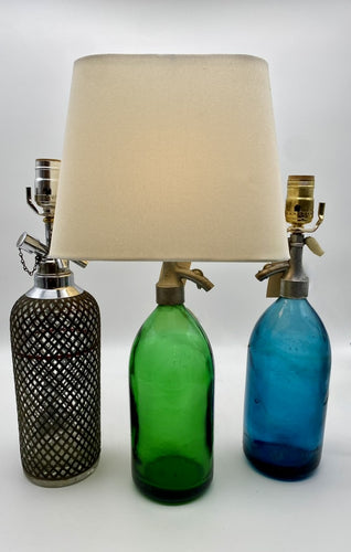 Green-London-Seltzer-Bottle-Table-Lamp.-20 -tall-w/lampshade