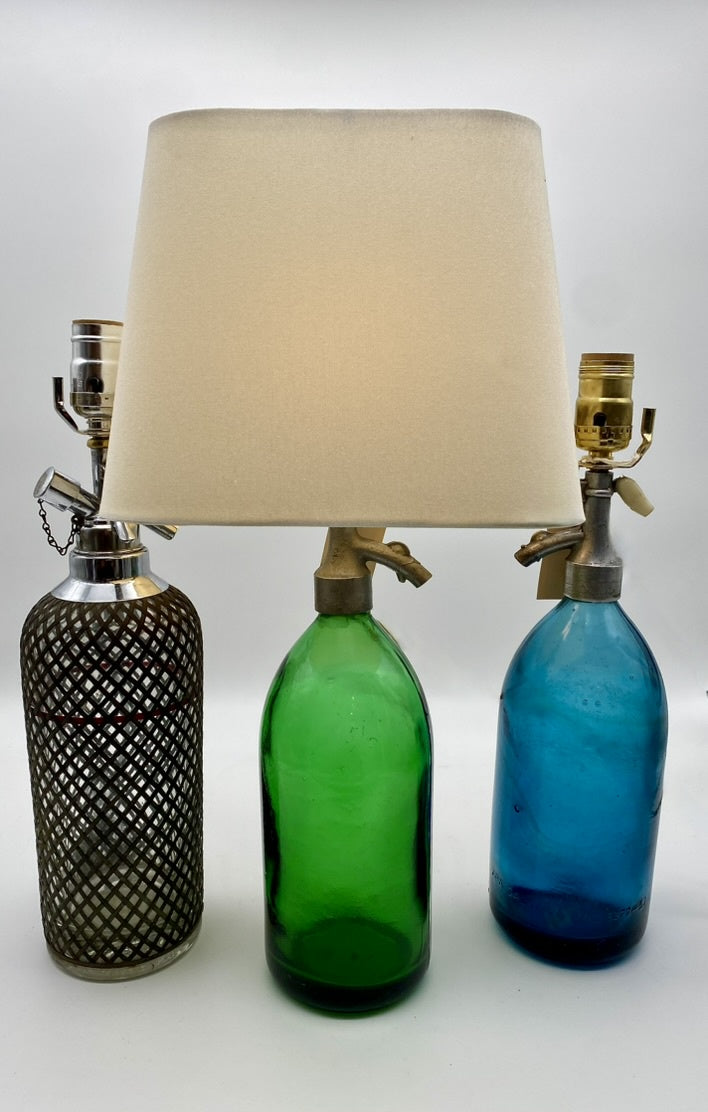 Green-London-Seltzer-Bottle-Table-Lamp.-20 -tall-w/lampshade