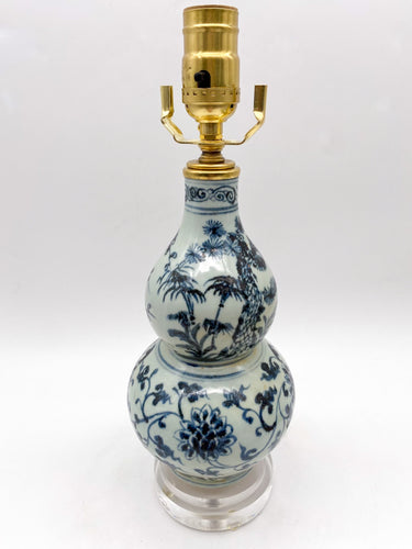 Blue/White Double Gourd Table Lamp, 11.5