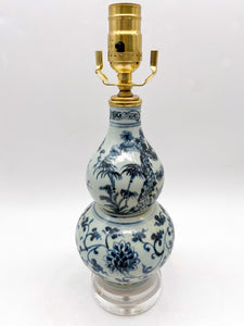 Blue/White Double Gourd Table Lamp, 11.5" tall (to harp saddle)