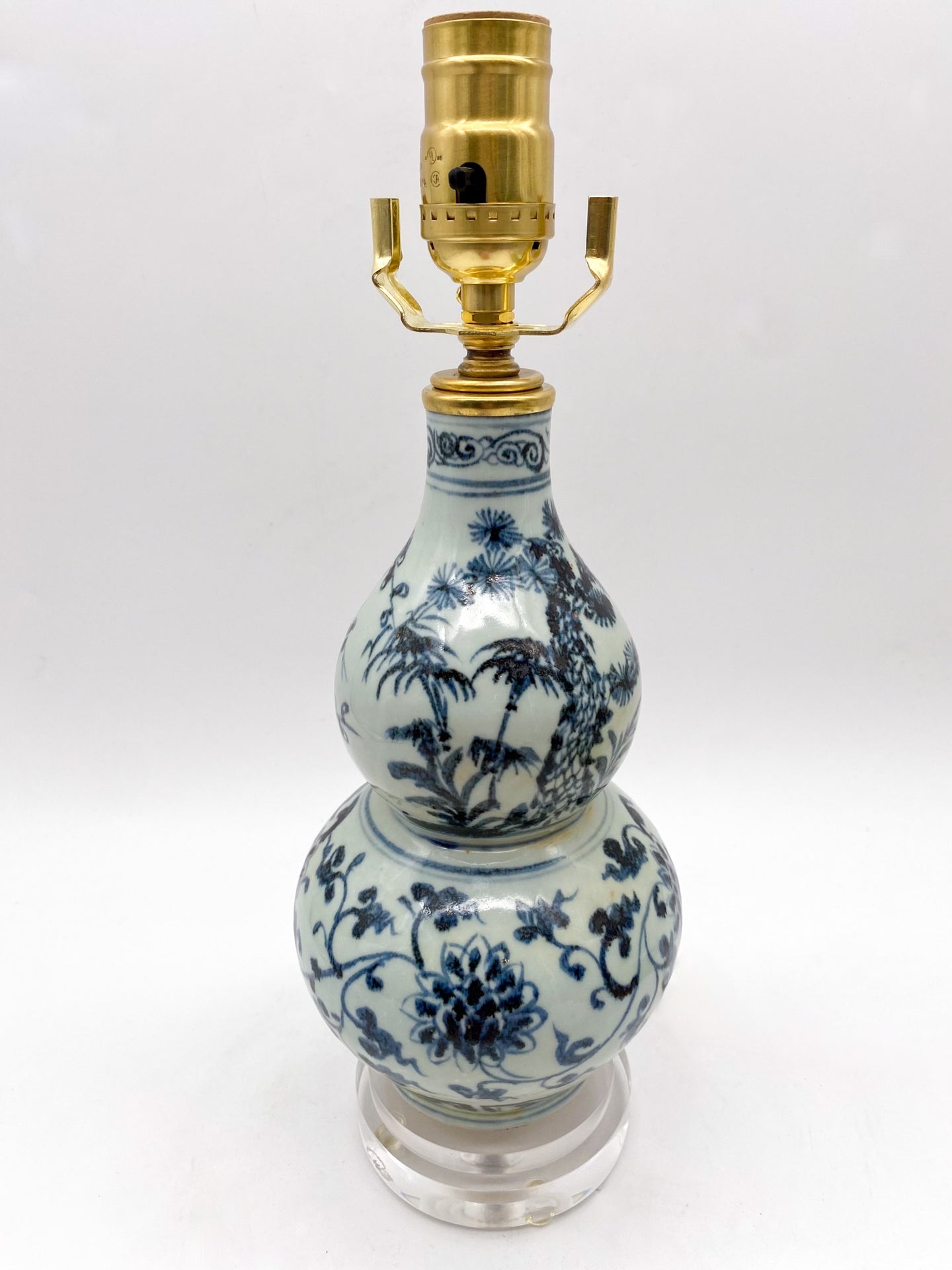 Blue/White Double Gourd Table Lamp, 11.5