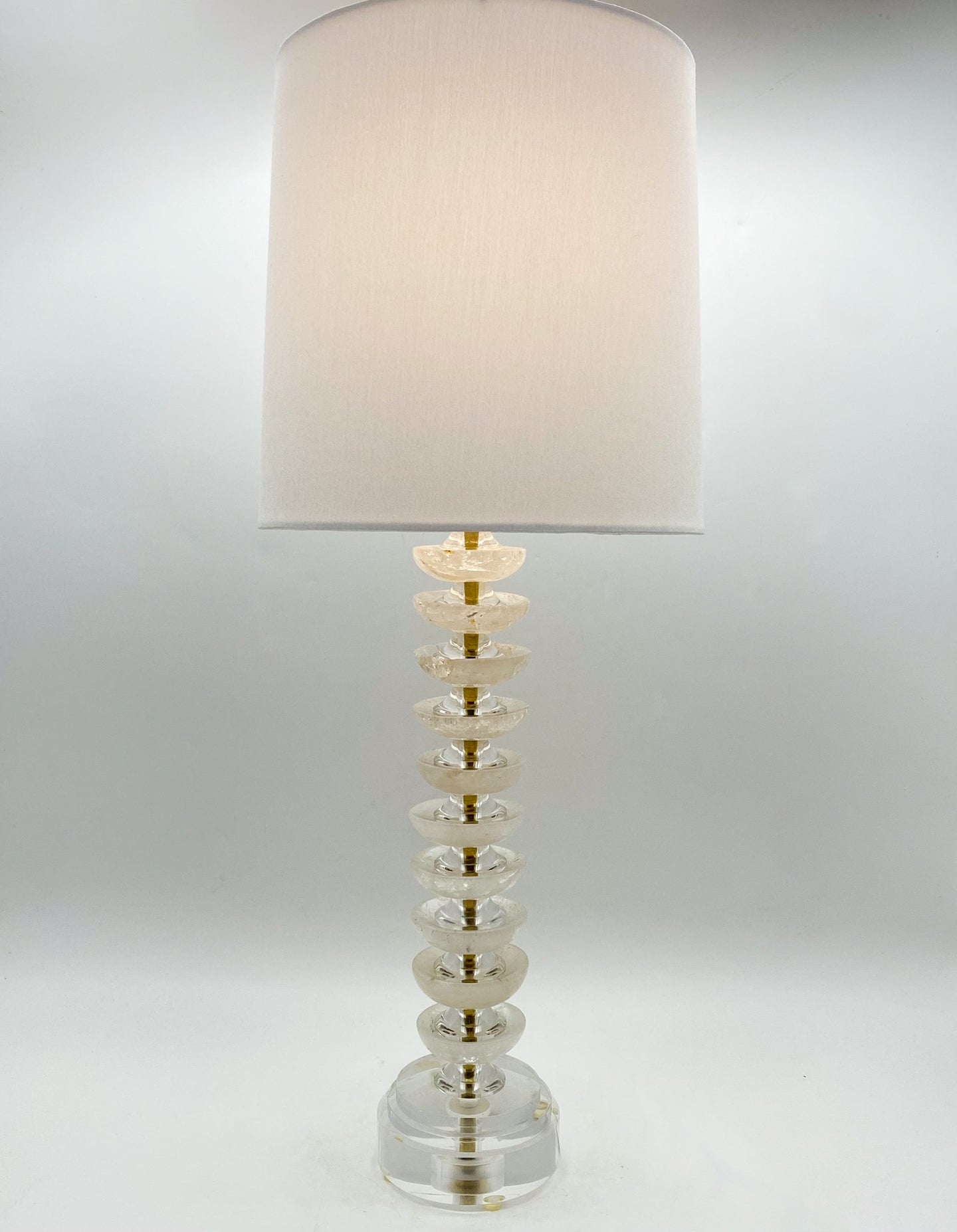 Stacked Rock Crystal Disc Table Lamp, 25.5