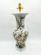 Load image into Gallery viewer, Antique Chinese Vase Lamp, Cherry Blossom Branches with Sparrows, ~28&quot;