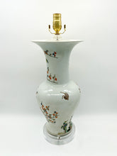 Load image into Gallery viewer, Antique Chinese Vase Lamp, Cherry Blossom Branches with Sparrows, ~28&quot;