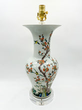 Load image into Gallery viewer, Antique Chinese Vase Lamp, Cherry Blossom Branches with Sparrows, ~28&quot;