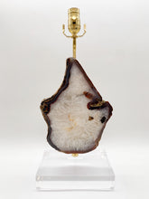 Load image into Gallery viewer, agate, mineral, agate slab, agate lamp, acrylic stand, selenite, quartz, polished, Brazilian agate, crystal quartz, quartzite, crystal selenite, selenite crystal, agate slab lamp, Dallas lampshades, Dallas lamp store, lampshades Dallas
