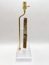 Load image into Gallery viewer, agate, mineral, agate slab, agate lamp, acrylic stand, selenite, quartz, polished, Brazilian agate, crystal quartz, quartzite, crystal selenite, selenite crystal, agate slab lamp, Dallas lampshades, Dallas lamp store, lampshades Dallas