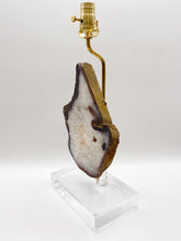 Load image into Gallery viewer, agate, mineral, agate slab, agate lamp, acrylic stand, selenite, quartz, polished, Brazilian agate, crystal quartz, quartzite, crystal selenite, selenite crystal, agate slab lamp, Dallas lampshades, Dallas lamp store, lampshades Dallas