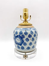 Load image into Gallery viewer, Antique Blue &amp; White Melon Jar Lamp, ~16"