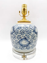 Load image into Gallery viewer, Antique Blue &amp; White Melon Jar Lamp, ~17"