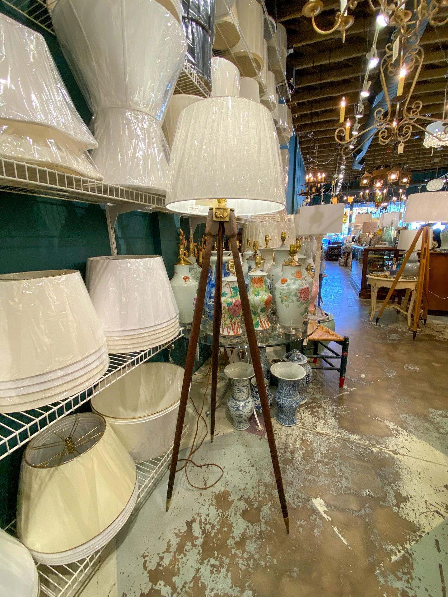 Antique Surveyor's Tripod Floorlamp