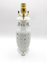 Load image into Gallery viewer, Antique Bird on Branch Vase Lamp w/ Gold 'Ears' - 12"