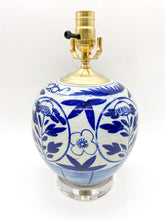 Load image into Gallery viewer, Antique Blue/White Ceramic Jar Lamp, 10.5&quot; at harp saddle