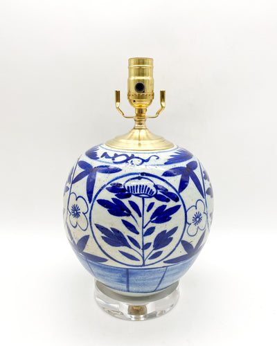 Antique Blue/White Ceramic Jar Lamp, 10.5