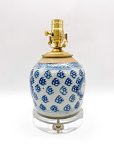 Load image into Gallery viewer, Antique Blue &amp; White Melon Jar Lamp, ~16"