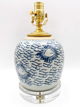 Load image into Gallery viewer, Antique Blue &amp; White Melon Jar Lamp, ~17"