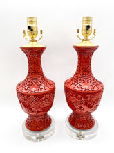 Load image into Gallery viewer, Cinnabar Vase Lamp, ~22"