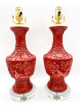 Load image into Gallery viewer, Cinnabar Vase Lamp, ~22"
