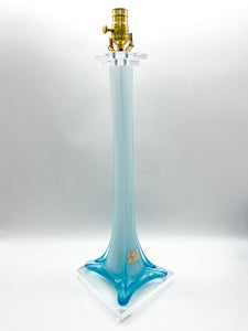Antique Stretched Murano Glass Vase Lamp Vintage Blue 22" to socket
