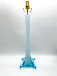 Antique Stretched Murano Glass Vase Lamp Vintage Blue 22" to socket