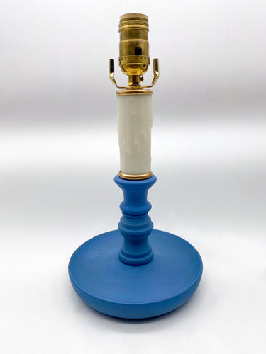 Mediterranean Blue Carved Wooden Table Lamp