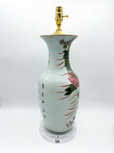 Load image into Gallery viewer, Birds and Peonies Fishtail Vase Lamp (21&quot; to harp saddle)