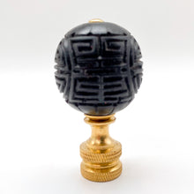 Load image into Gallery viewer, Black Carved Cinnabar Ball Finial