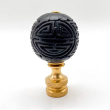 Load image into Gallery viewer, Black Carved Cinnabar Ball Finial