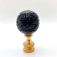 Load image into Gallery viewer, Black Carved Cinnabar Ball Finial