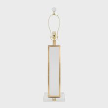 Load image into Gallery viewer, white gold, gold white, rectangle, rectangular, contemporary, modern, table lamp, lamp, tablelamp, lamps Dallas, lampshades Dallas, gold leaf, white lacquer, interior design Dallas, lamp store Dallas
