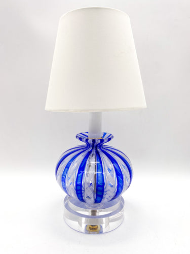 Blue & White Murano Glass Tessuto (woven) Lamp